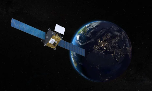 Dünya yörüngesindeki yeni telekomünikasyon uydusu - NASA haritası - 3D görüntüleme