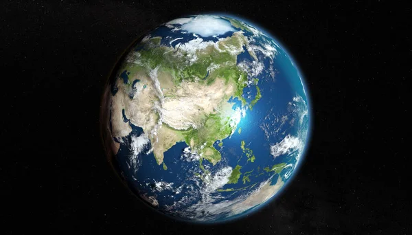 宇宙からの地球 アジアのズーム 3Dレンダリング — ストック写真