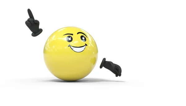 Glad Smiley Karaktär Vit Bakgrund Rendering — Stockfoto