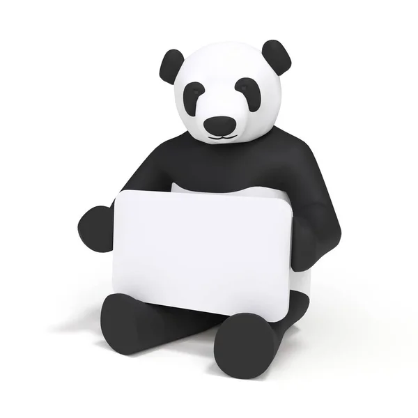 Panda Seduta Sfondo Bianco Illustrazione — Foto Stock