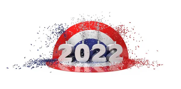 2022年的贺卡 金色号码 白色背景的党的青睐 3D渲染 — 图库照片