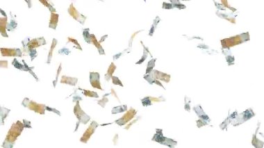 Banknotlar düşüyor - ayrı alfa kanalı - 3D canlandırma