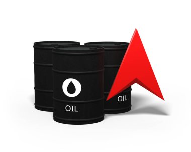 Petrol fiyatlarındaki artış eğilimi - beyaz arkaplanda 3B görüntüleme