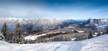 Panoramik Alpler ve Garmisch-Partenkirchen