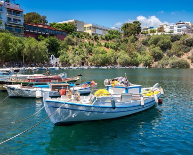 Lake Voulismeni gemilerde. Agios Nikolaos, Crete, Yunanistan