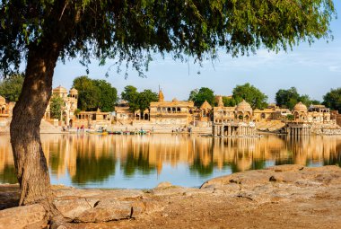 Gadi (gadisar) sagar Gölü, jaisalmer, rajasthan, Hindistan, Asya