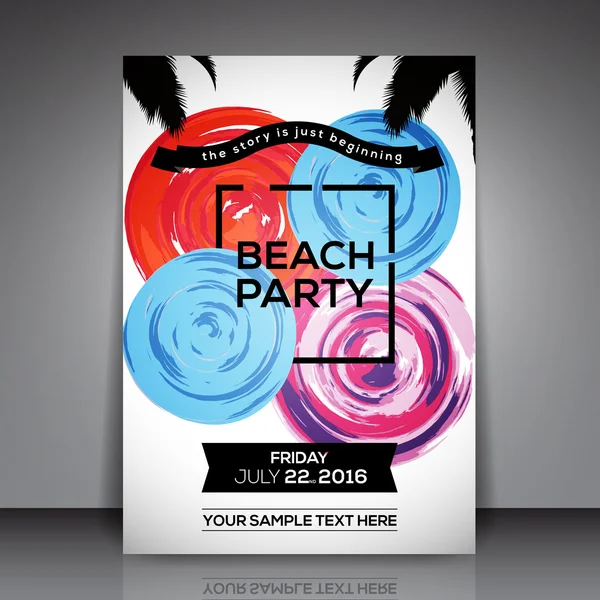 Plaj partisi el ilanı — Stok Vektör