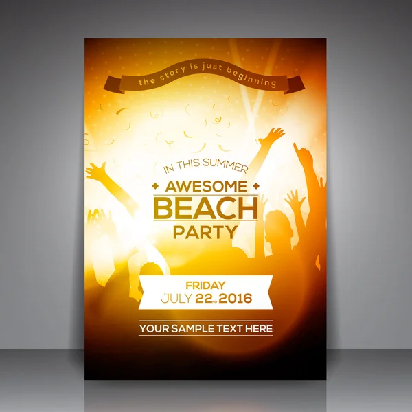 Zomer strand partij flyer — Stockvector