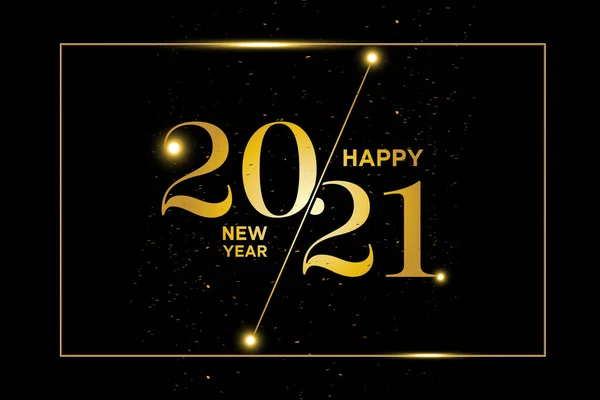 Happy New Year 2021 Vector Illustration Gold Text Golden Confetti — 스톡 벡터