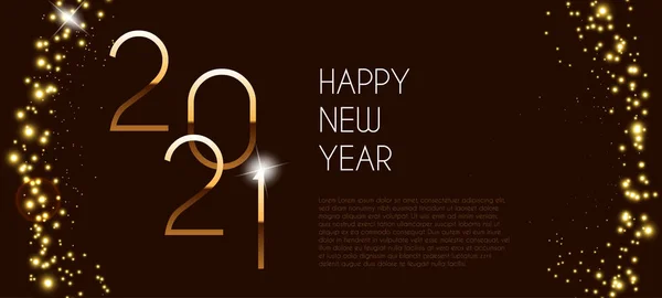 Parıltılı Yeni Yıl 2021 Işıklı Zarif Altın Metin Vektör Llüstrasyonu — Stok Vektör