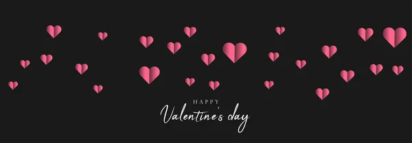 Happy Valentine Day Wiadomość Koncepcją Pink Hearts Czarnym Tle Wektor — Wektor stockowy