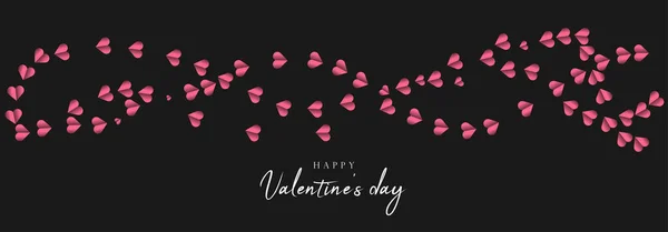 Happy Valentine Day Wiadomość Koncepcją Pink Hearts Czarnym Tle Wektor — Wektor stockowy