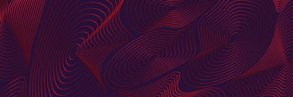 Curvas Abstractas Líneas Rojas Ilustración Vectorial Sobre Fondo Púrpura Oscuro — Archivo Imágenes Vectoriales