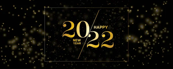 Felice Anno Nuovo 2022 Illustrazione Vettoriale Testo Oro Con Golden — Vettoriale Stock