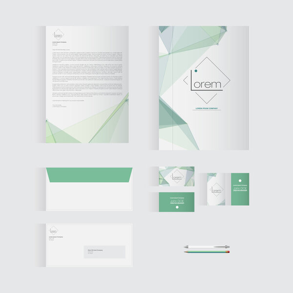 Дизайн шаблонов зеленых канцелярских товаров для вашего бизнеса
