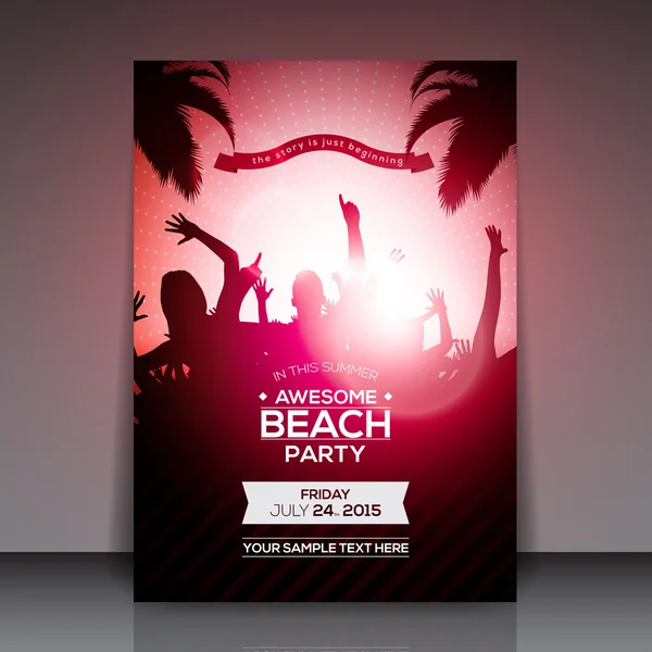 Yaz plaj partisi el ilanı — Stok Vektör
