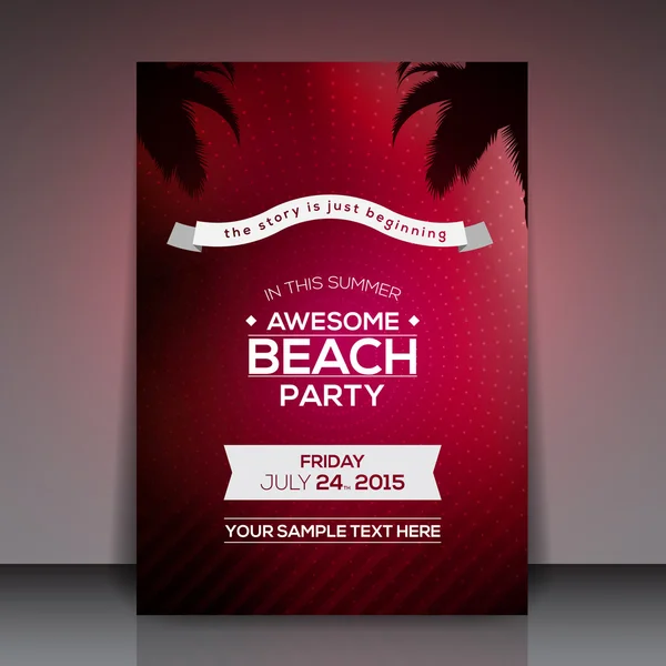 Été plage fête flyer — Image vectorielle