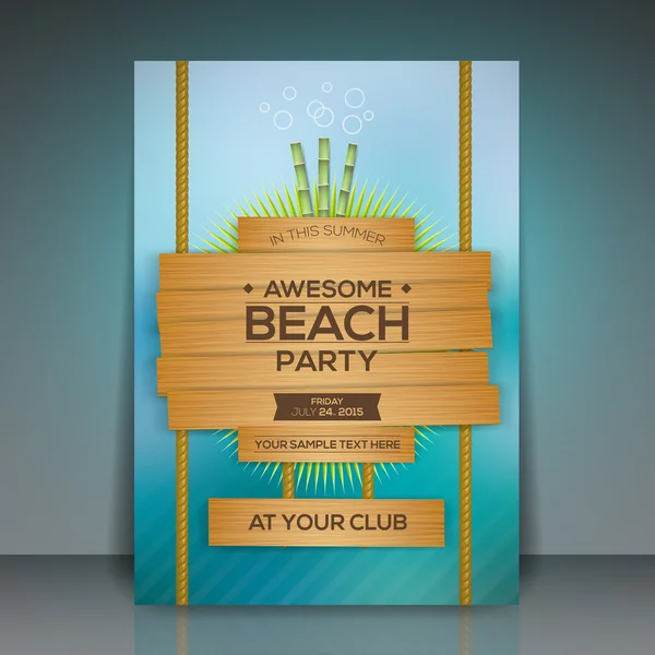 Sommaren beach party flyer design — Stock vektor