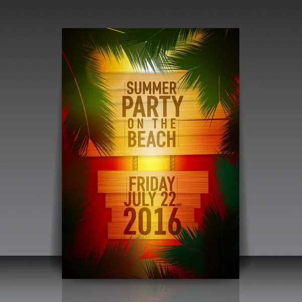 Sommaren beach party flyer — Stock vektor