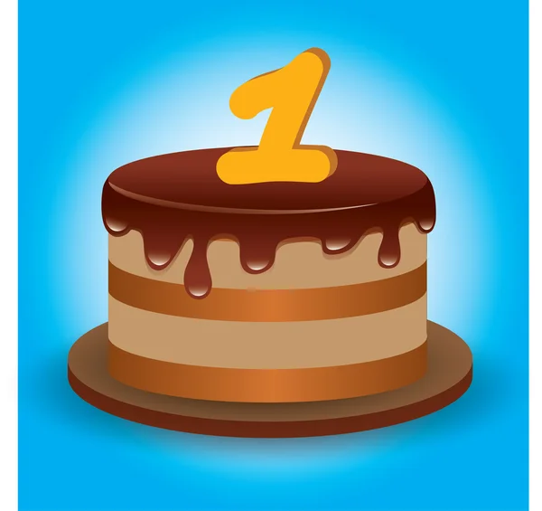 Vector chocolate biscuit birthday cake with a number 1 — Stock Vector