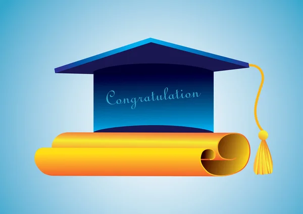 Tapa de graduación y diploma. ilustración vectorial — Vector de stock