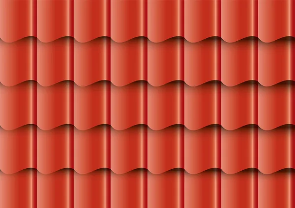 Red corrugated tile element of roof. Seamless pattern. Vector illustration — Stock Vector