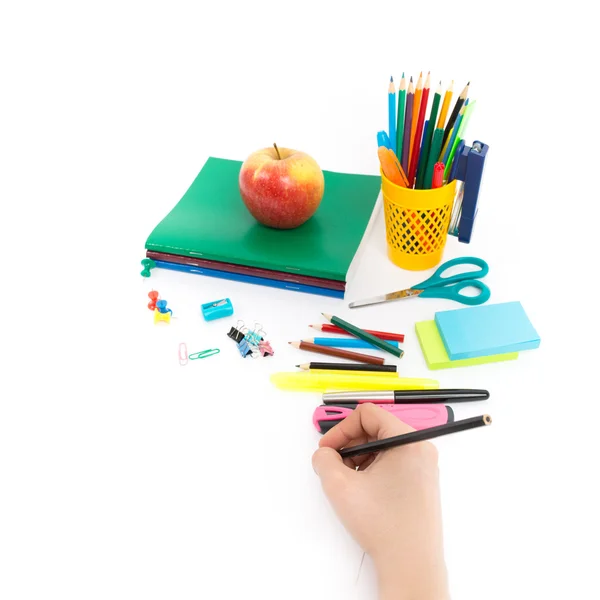 Grupo de herramientas de papelería sobre fondo blanco —  Fotos de Stock