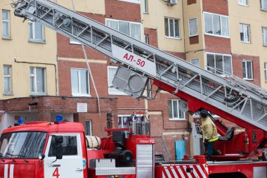 Yangın koruma makine. Rusya, Ufa - 13 Mart 2016.