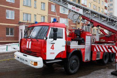 Yangın koruma makine. Rusya, Ufa - 13 Mart 2016.