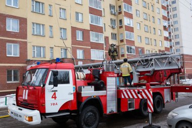 Yangın koruma makine. Rusya, Ufa - 13 Mart 2016.
