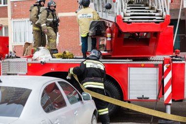 Yangın koruma makine. Rusya, Ufa - 13 Mart 2016.