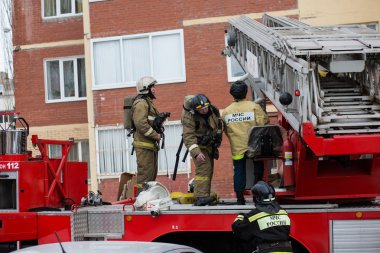 Yangın koruma makine. Rusya, Ufa - 13 Mart 2016.