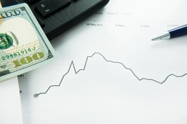 Dinámica de los tipos de cambio. Dólar y gráfico del euro . —  Fotos de Stock