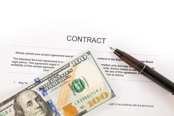 Kalem sözleşme kağıtları ve bize dolar