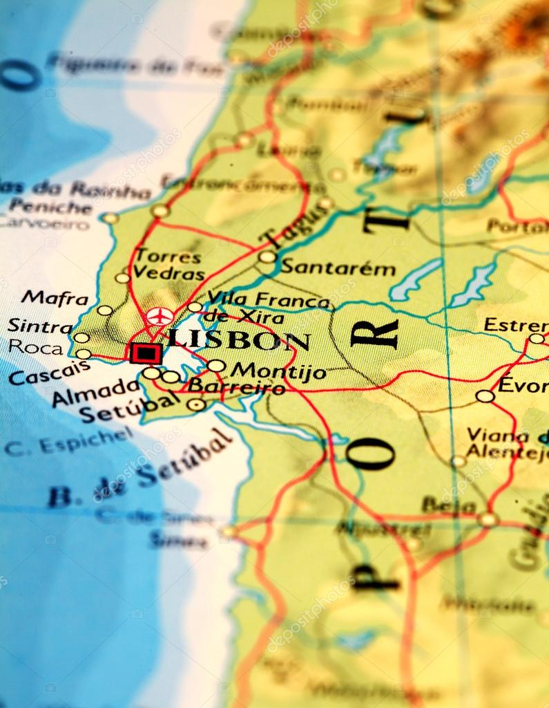 Lissabon Auf der Karte - Stockfotografie: lizenzfreie ...