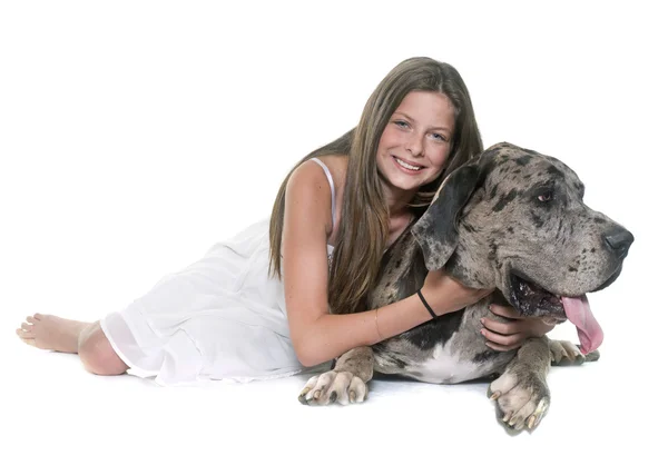 Great Dane and child — Stock Photo, Image