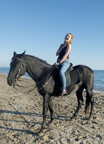 Woman and horse — Stock Photo, Image