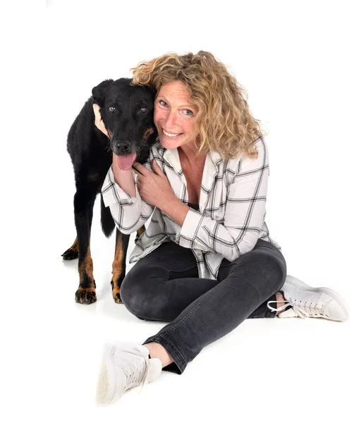 Old Beauceron Woman Front White Background — Stock Photo, Image