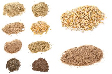 Hayvan maması için mısır gevreğinin birleşik resmi