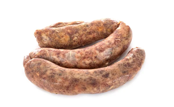 Handmade Sausages Front White Background — Stock Photo, Image