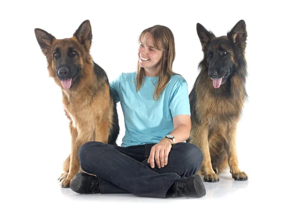 Woman and dogs — Stock Photo, Image