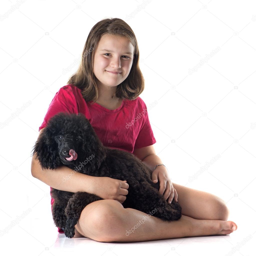 Puppu poodle and child — Stock Photo © cynoclub #83298514