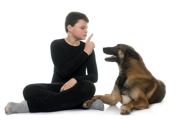 Young teen and malinois — Stock Photo, Image