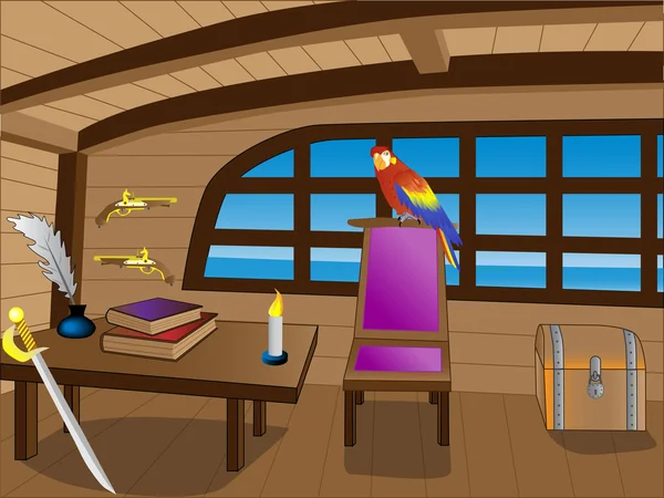Cabin of the captain — Stock Vector