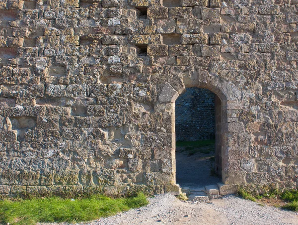 Pared medieval con puerta —  Fotos de Stock