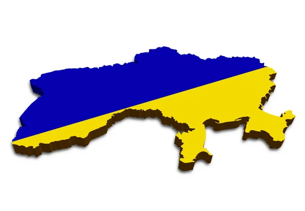 Carte 3D et drapeau de l'Ukraine — Photo