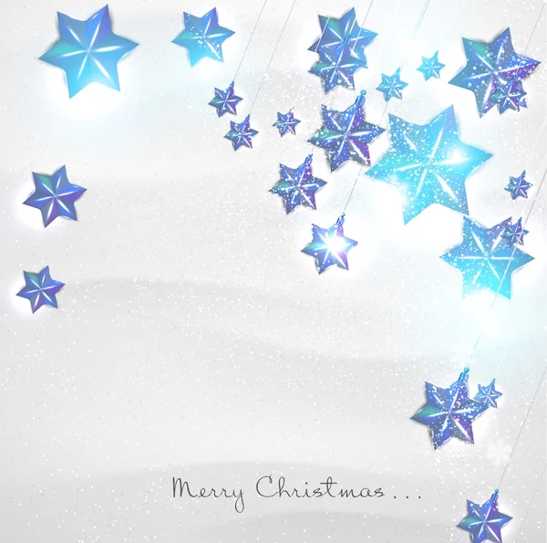 青い星のガーランドとクリスマスの背景 — ストックベクタ