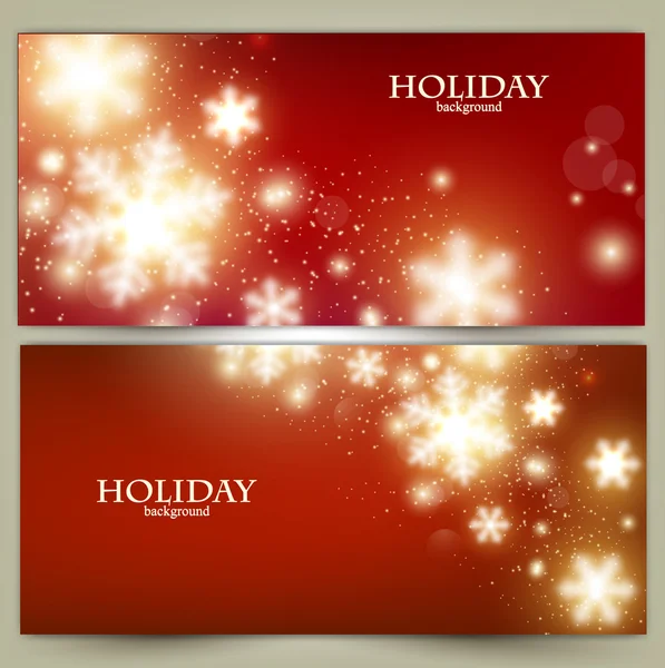 Elegante Red Christmas banners met sneeuwvlokken — Stockvector