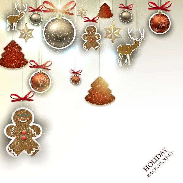 Fondo de Navidad con decoraciones — Vector de stock
