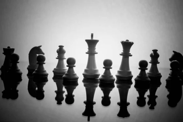 König Einer Schachpartie Isoliert Auf Weißem Hintergrund Symbol Eines Führers — Stockfoto